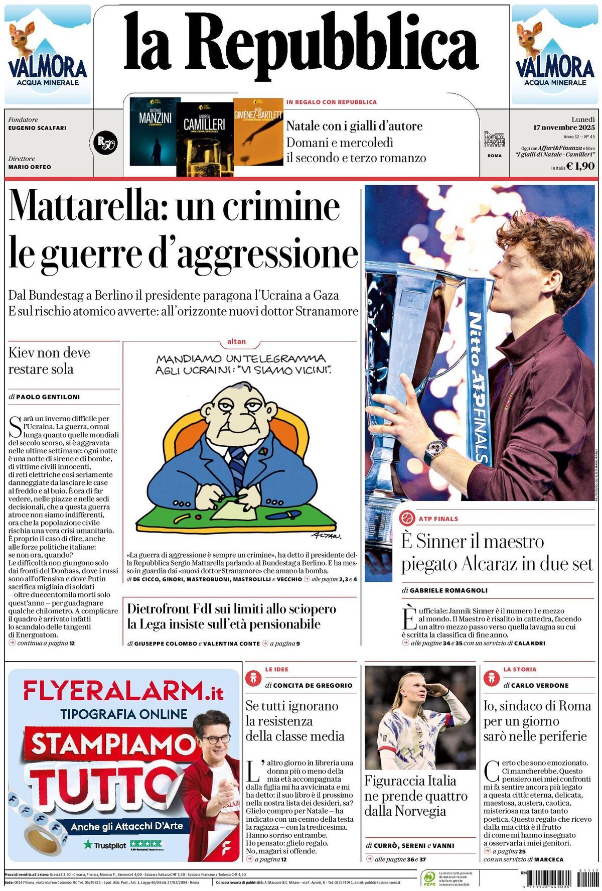 La Repubblica, prima pagina