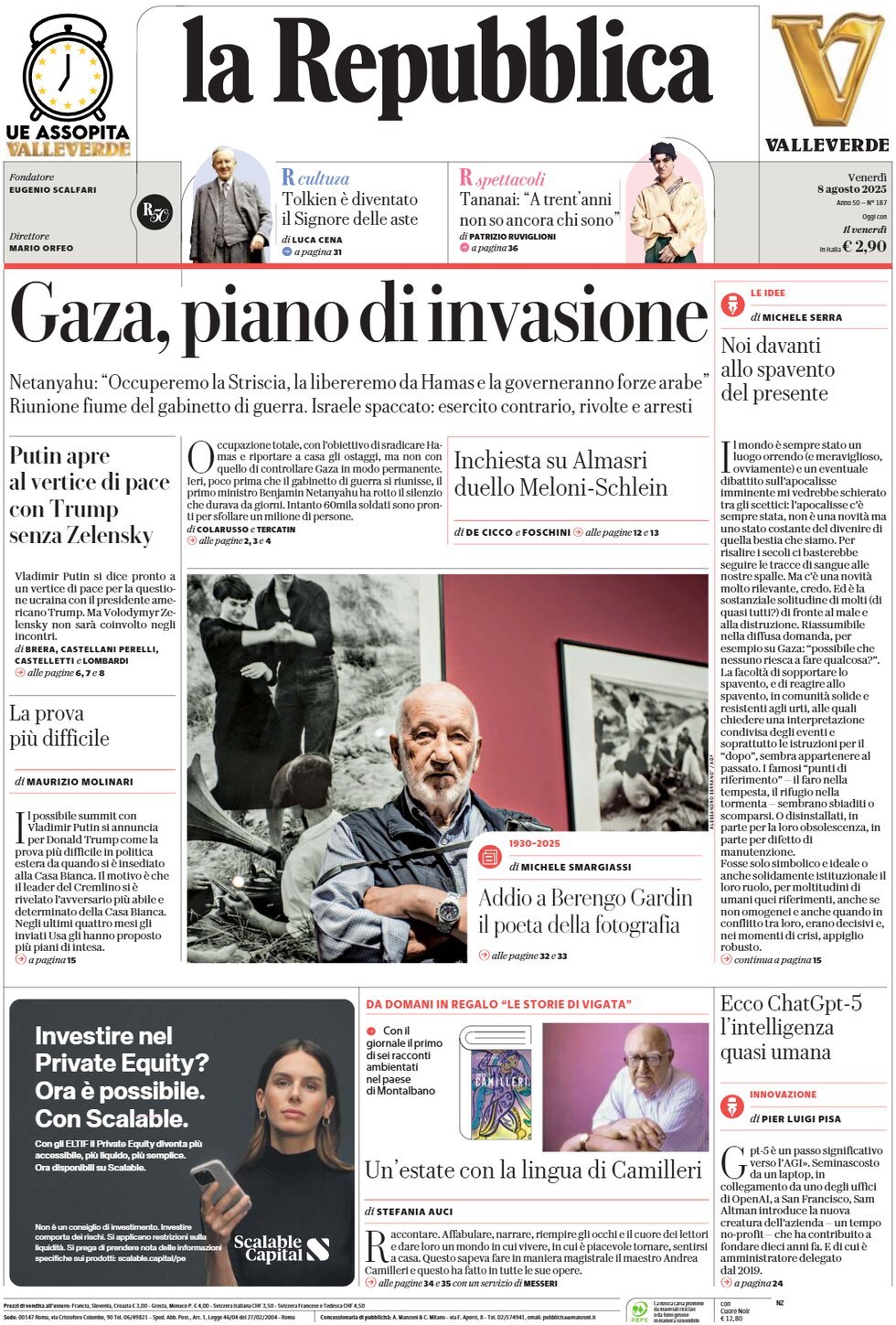 La Repubblica, prima pagina