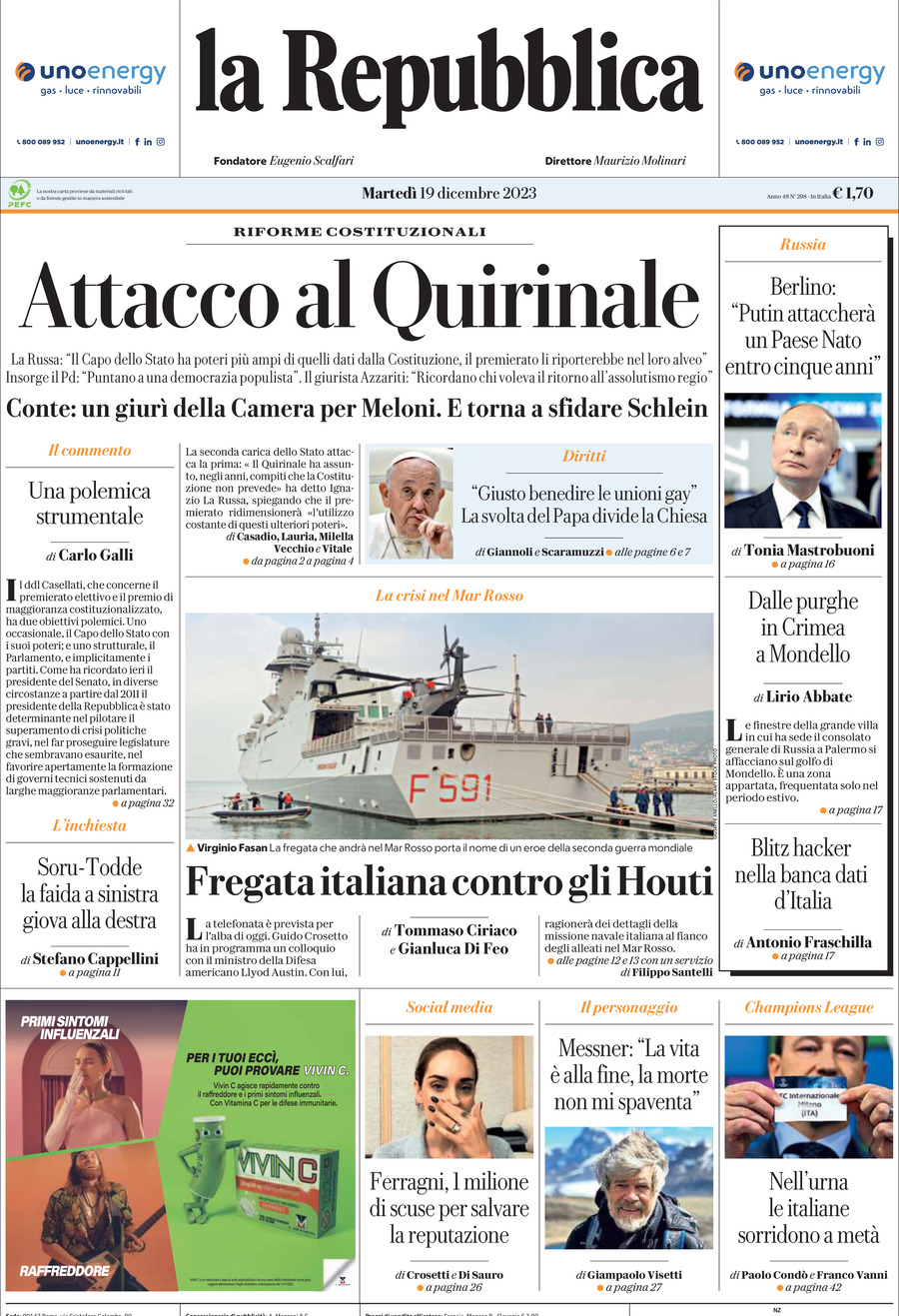 Le Prime Pagine Sportive Internazionali – 28 novembre