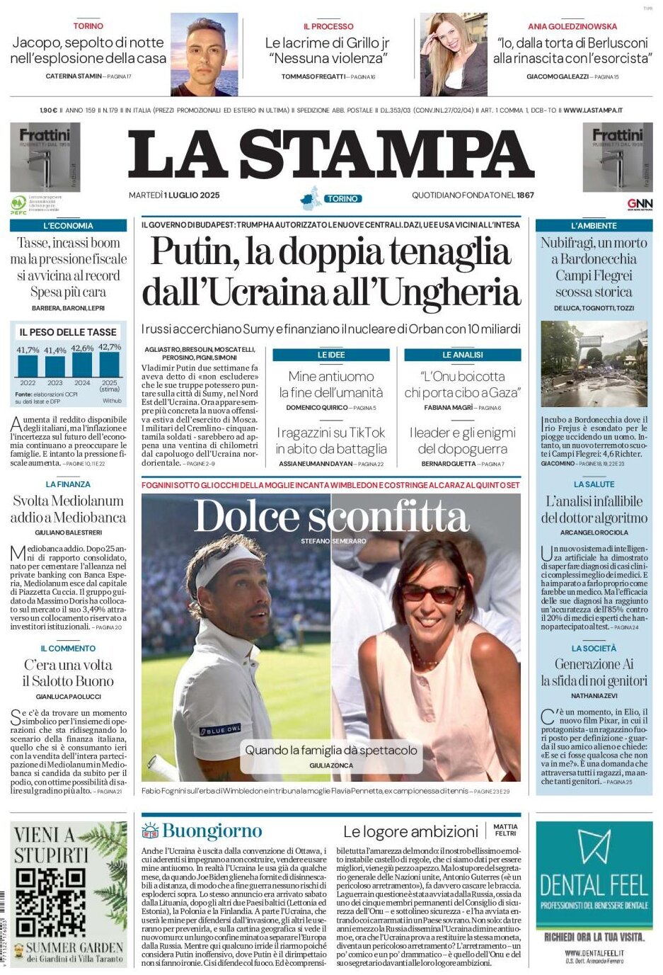 La Stampa, prima pagina