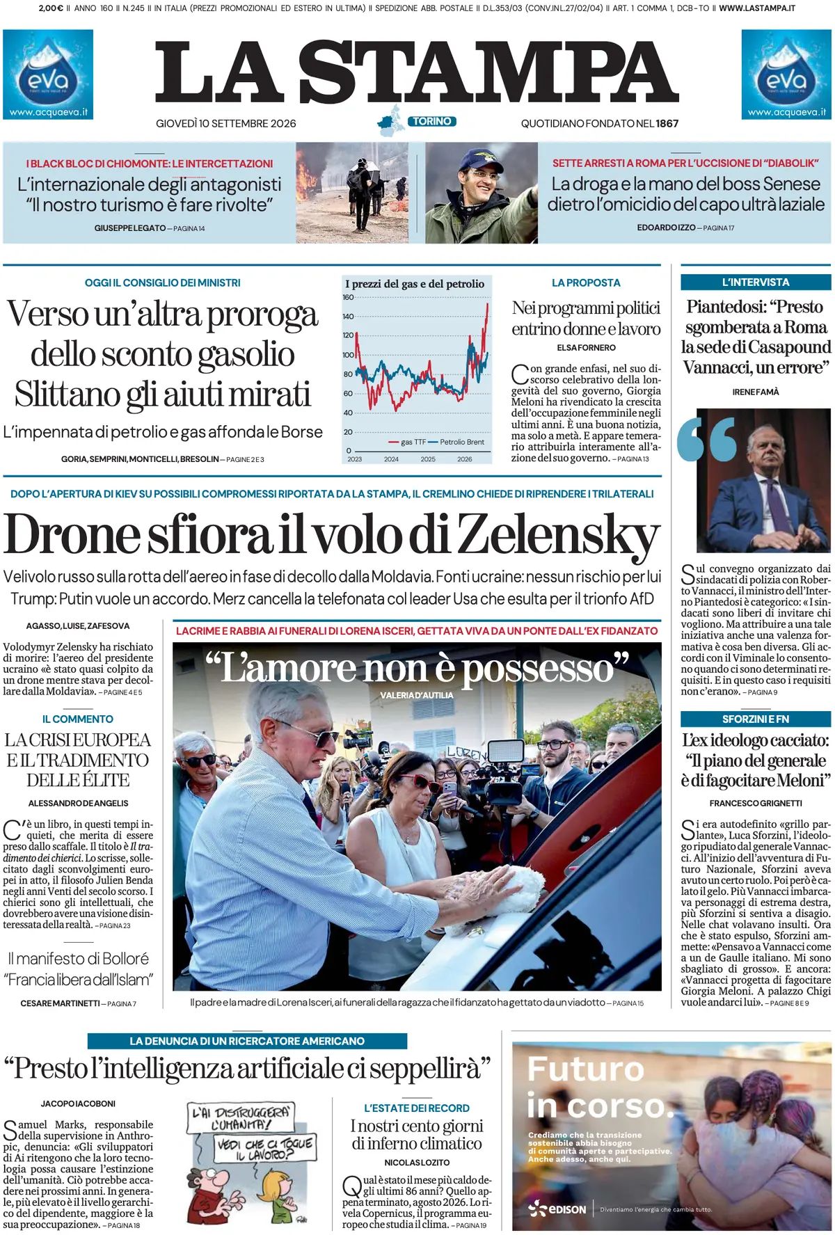 La Stampa, prima pagina