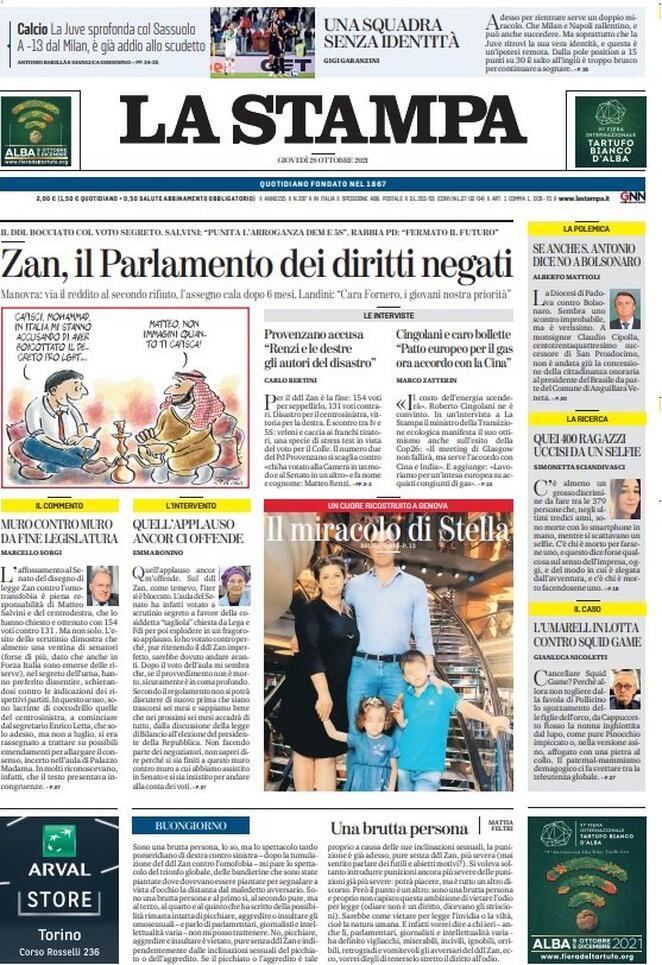 La Stampa, prima pagina