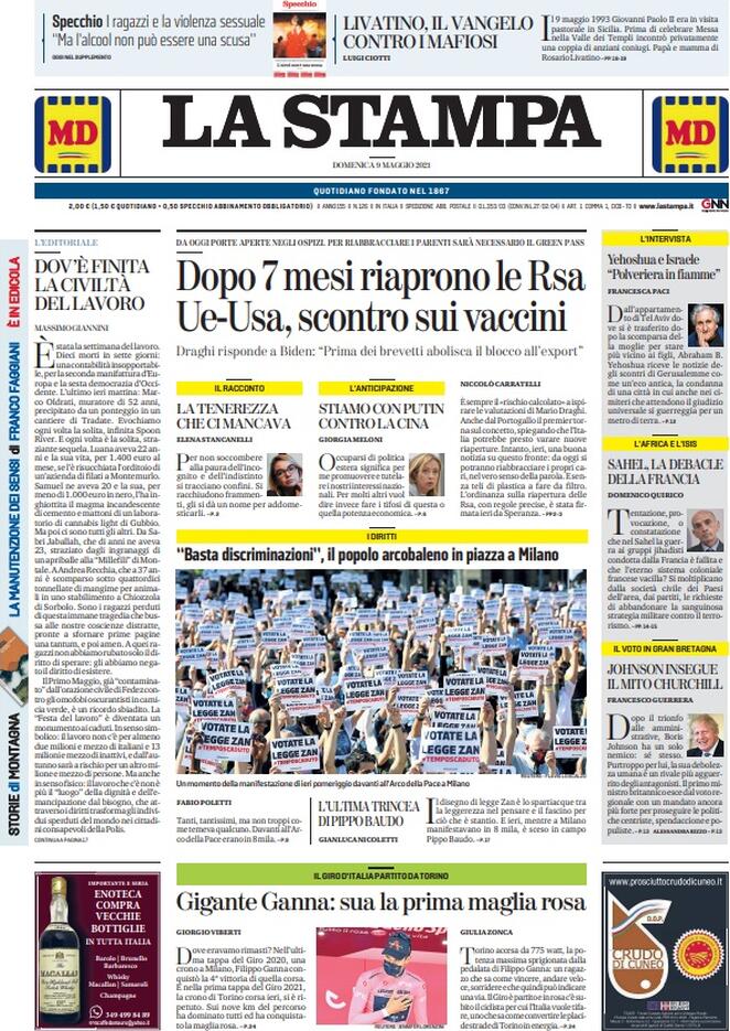 La Stampa, prima pagina
