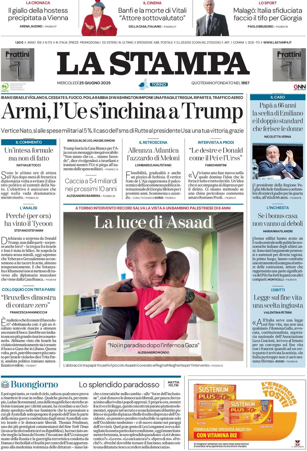 La Stampa, prima pagina