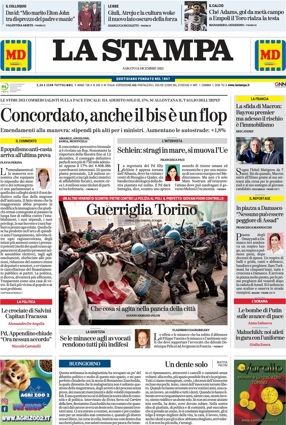 La Stampa, prima pagina