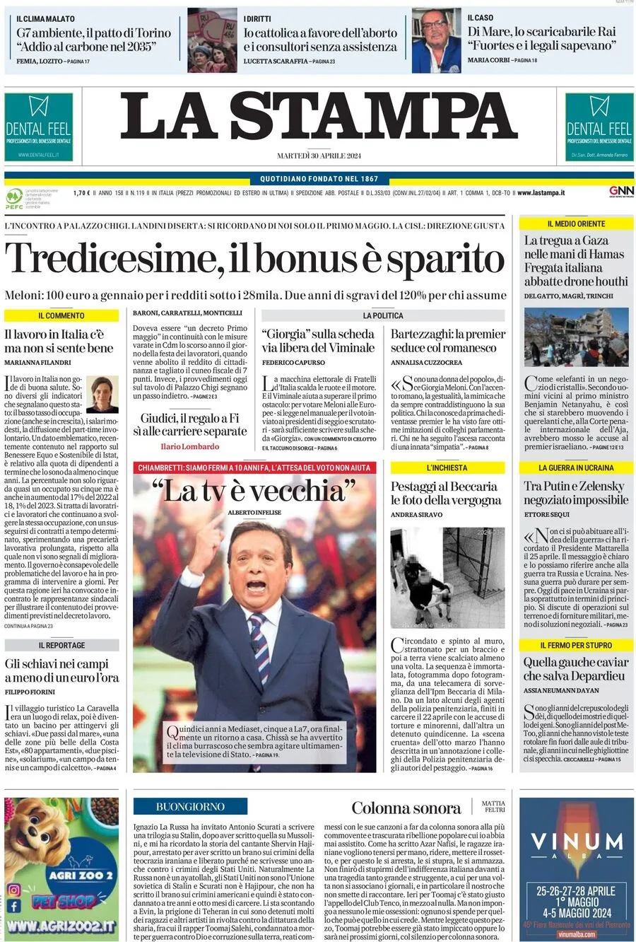 Prima pagina «La Stampa» | Giornali.it