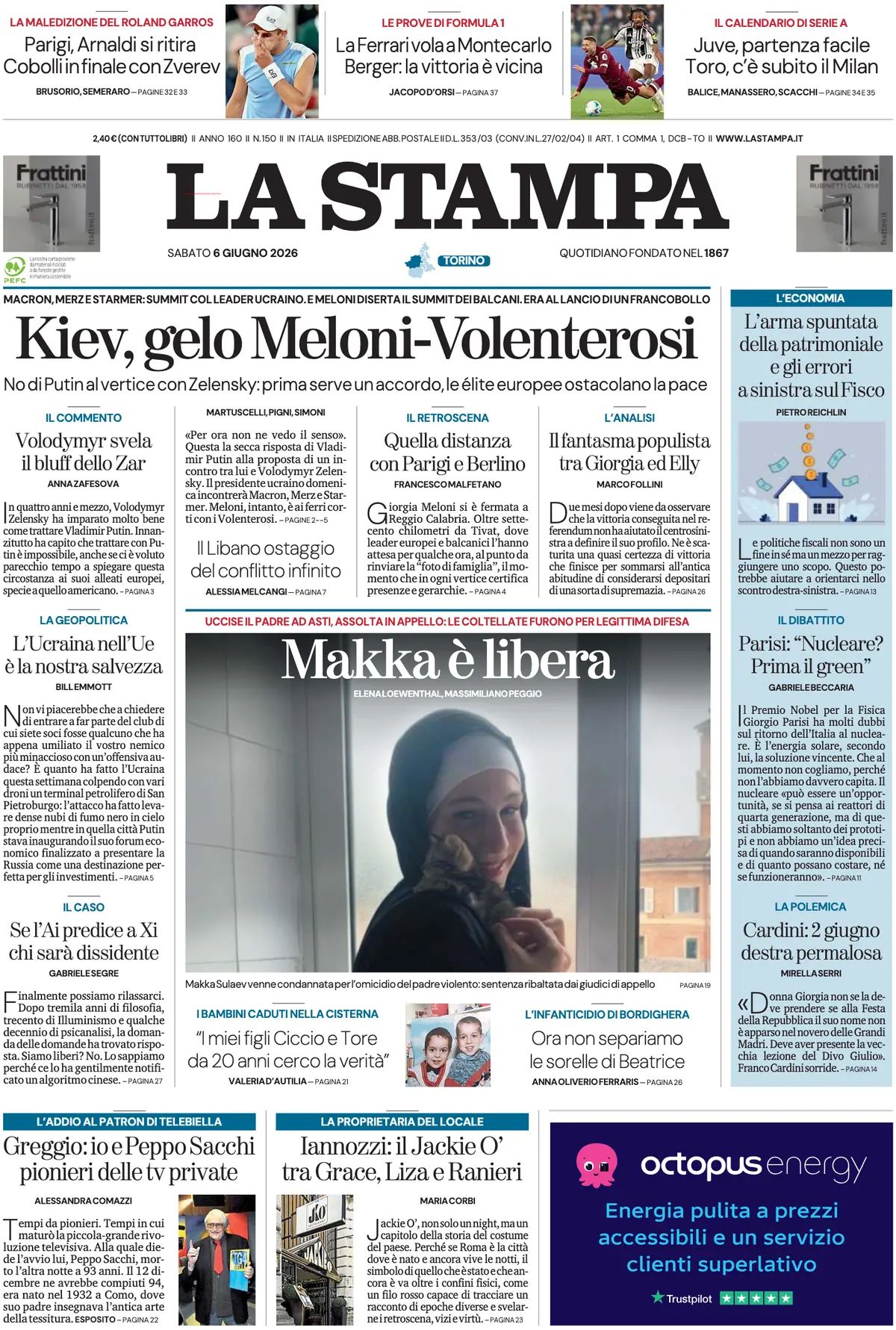 La Stampa, prima pagina