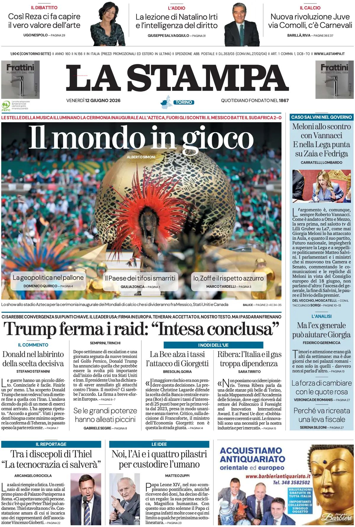 La Stampa, prima pagina