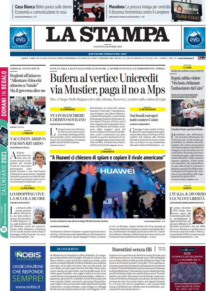La Stampa, prima pagina
