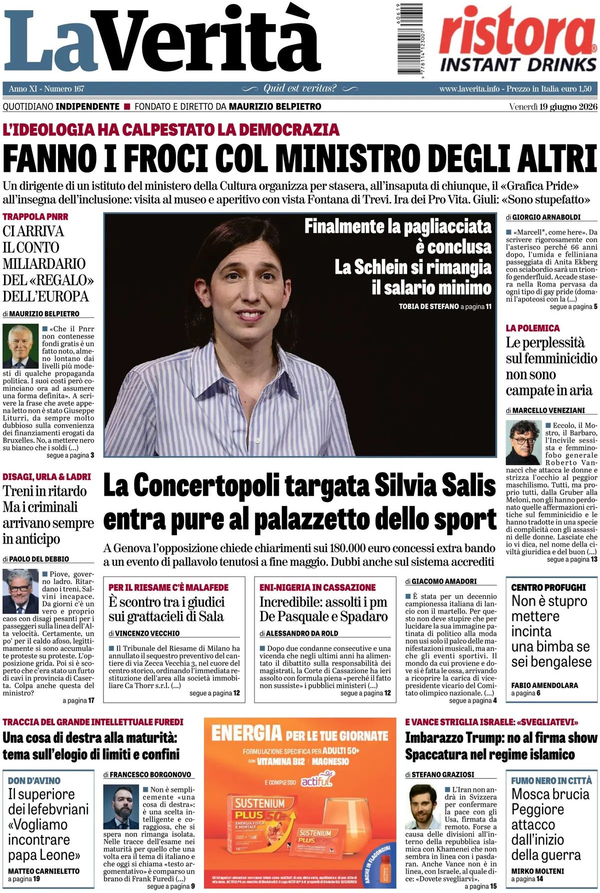 La Verità, prima pagina