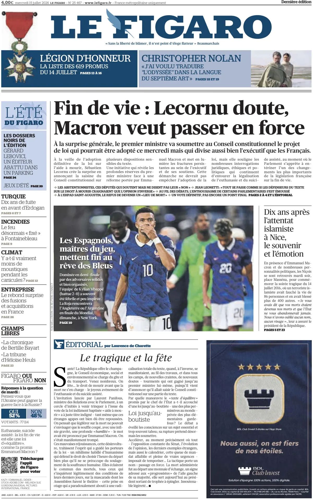 Le Figaro (Francia), prima pagina