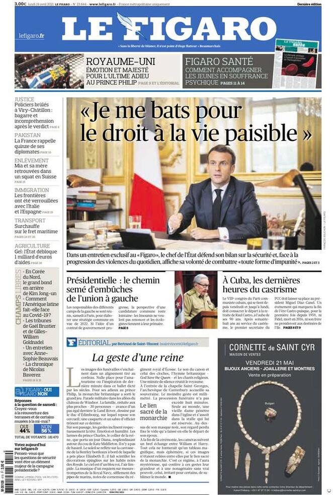 Le Figaro (Francia), prima pagina