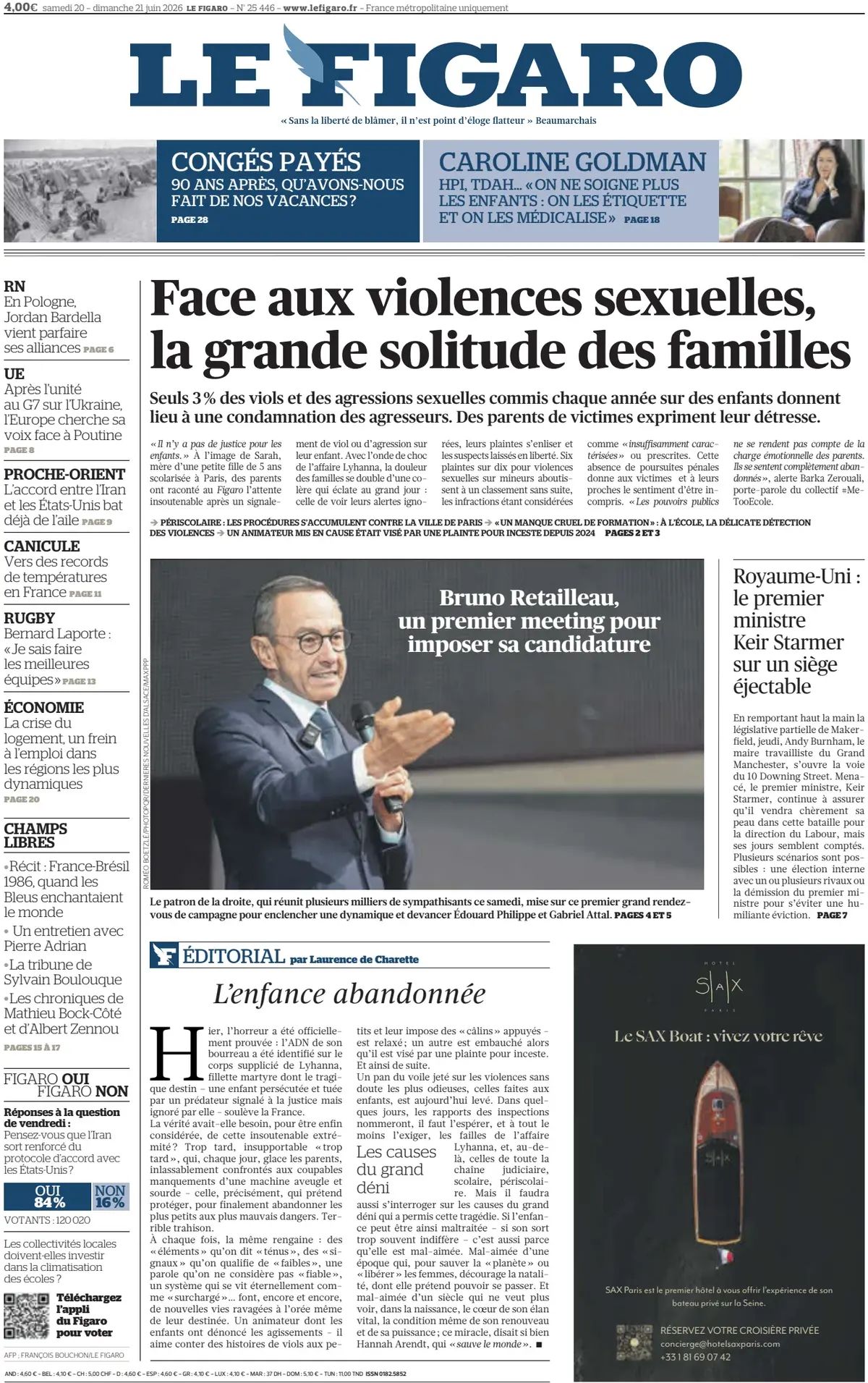 Le Figaro (Francia), prima pagina