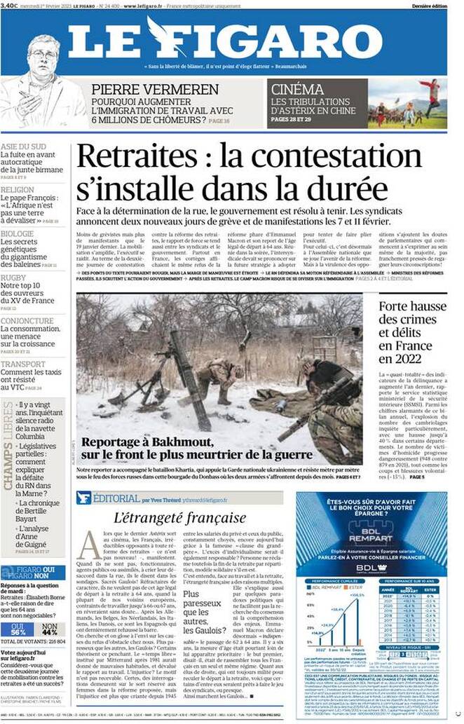 Le Figaro (Francia), prima pagina