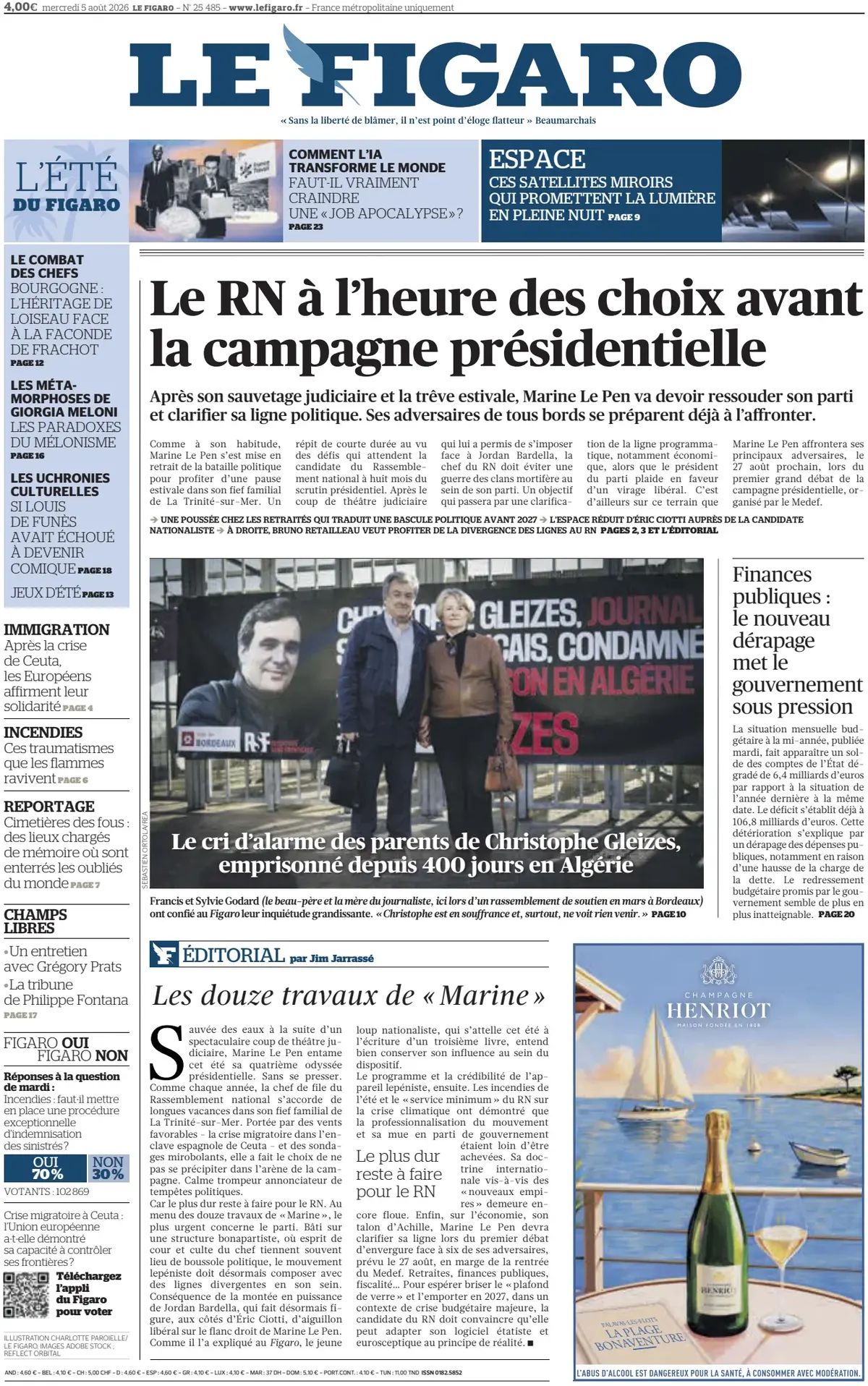 Le Figaro (Francia), prima pagina