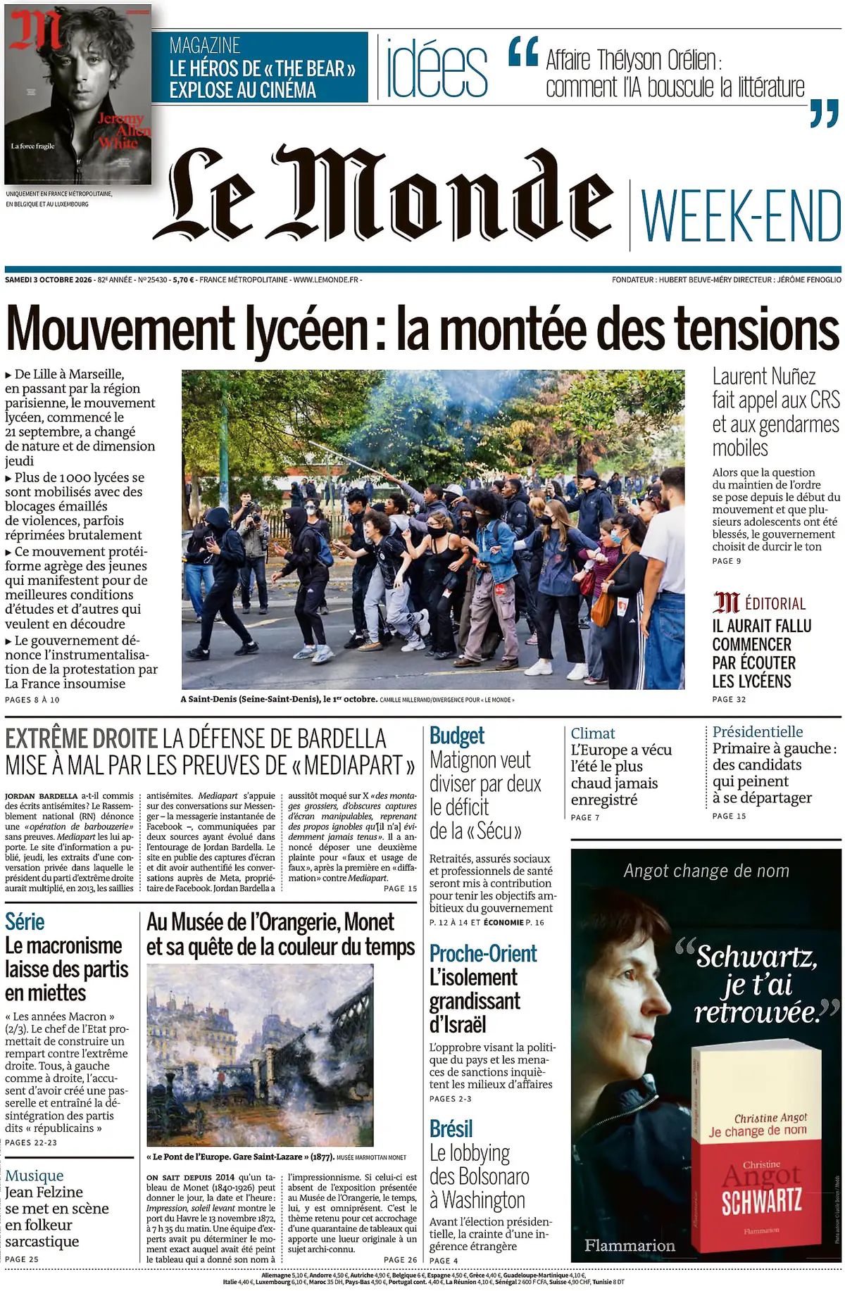 Le Monde (Francia), prima pagina