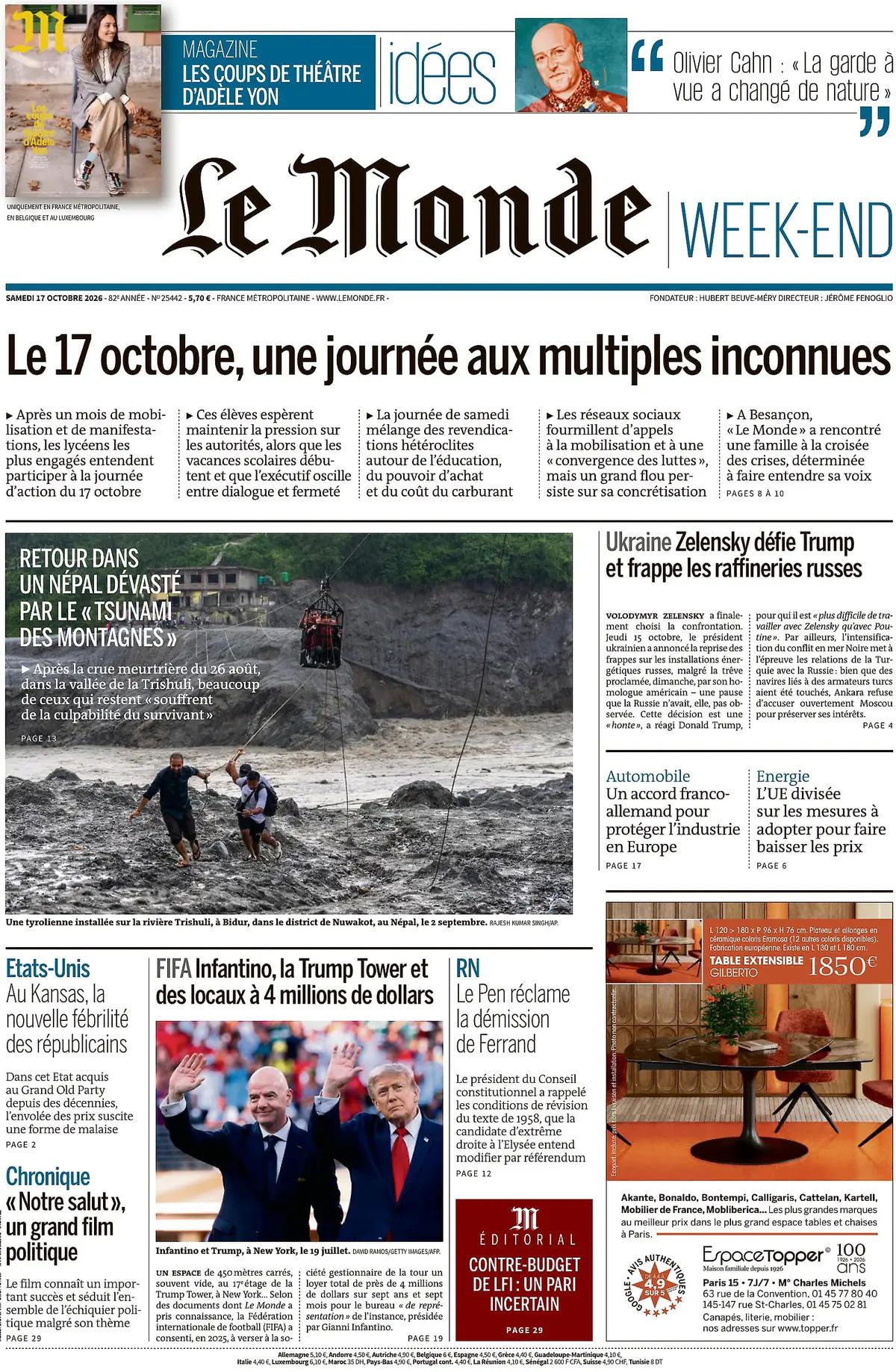 Le Monde (Francia), prima pagina