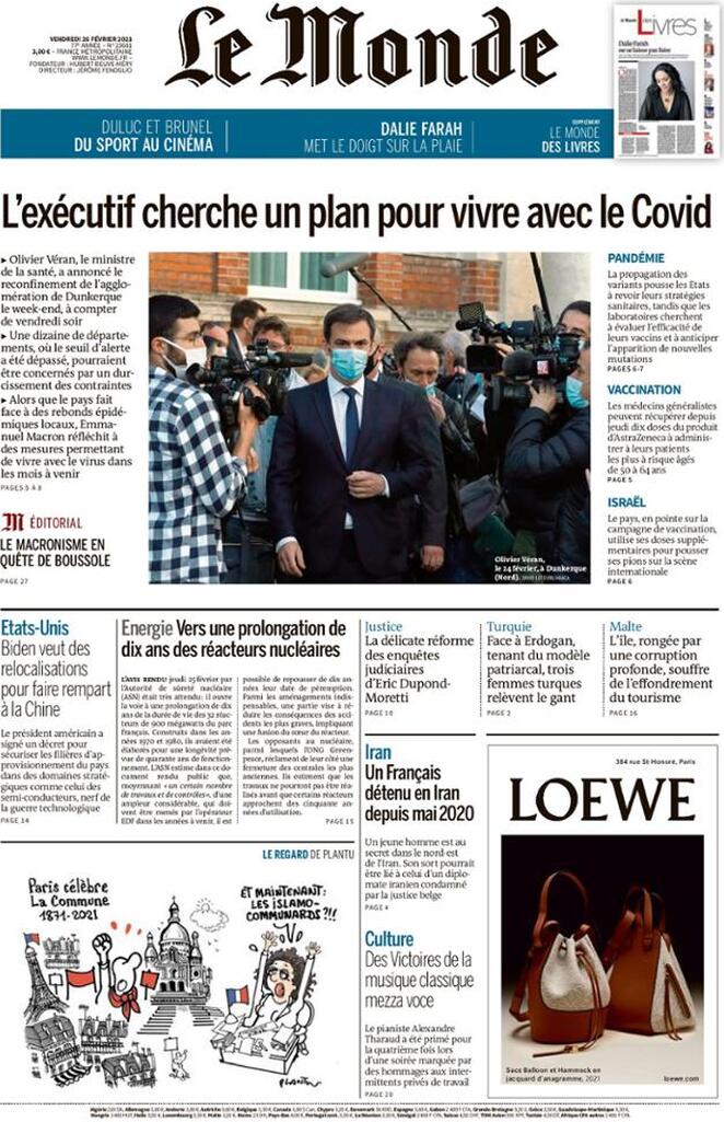 Le Monde (Francia), prima pagina
