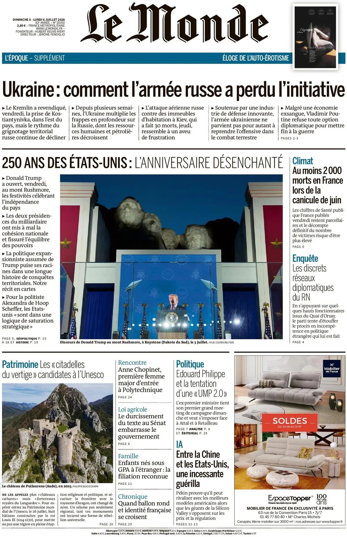 Le Monde (Francia), prima pagina
