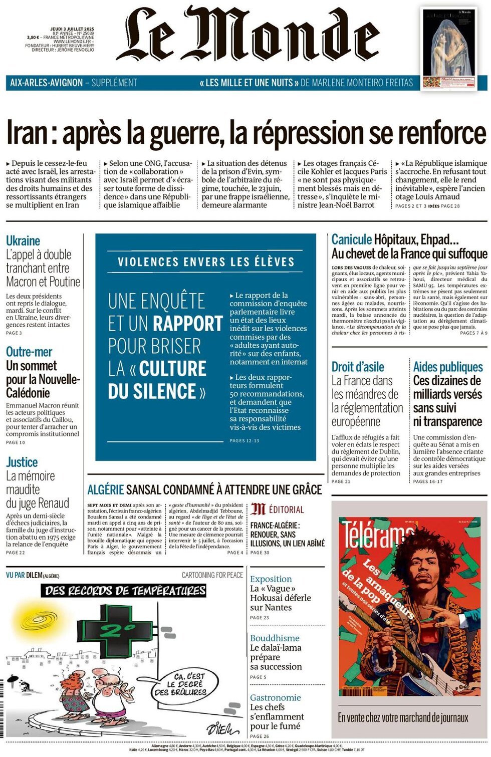 Le Monde (Francia), prima pagina