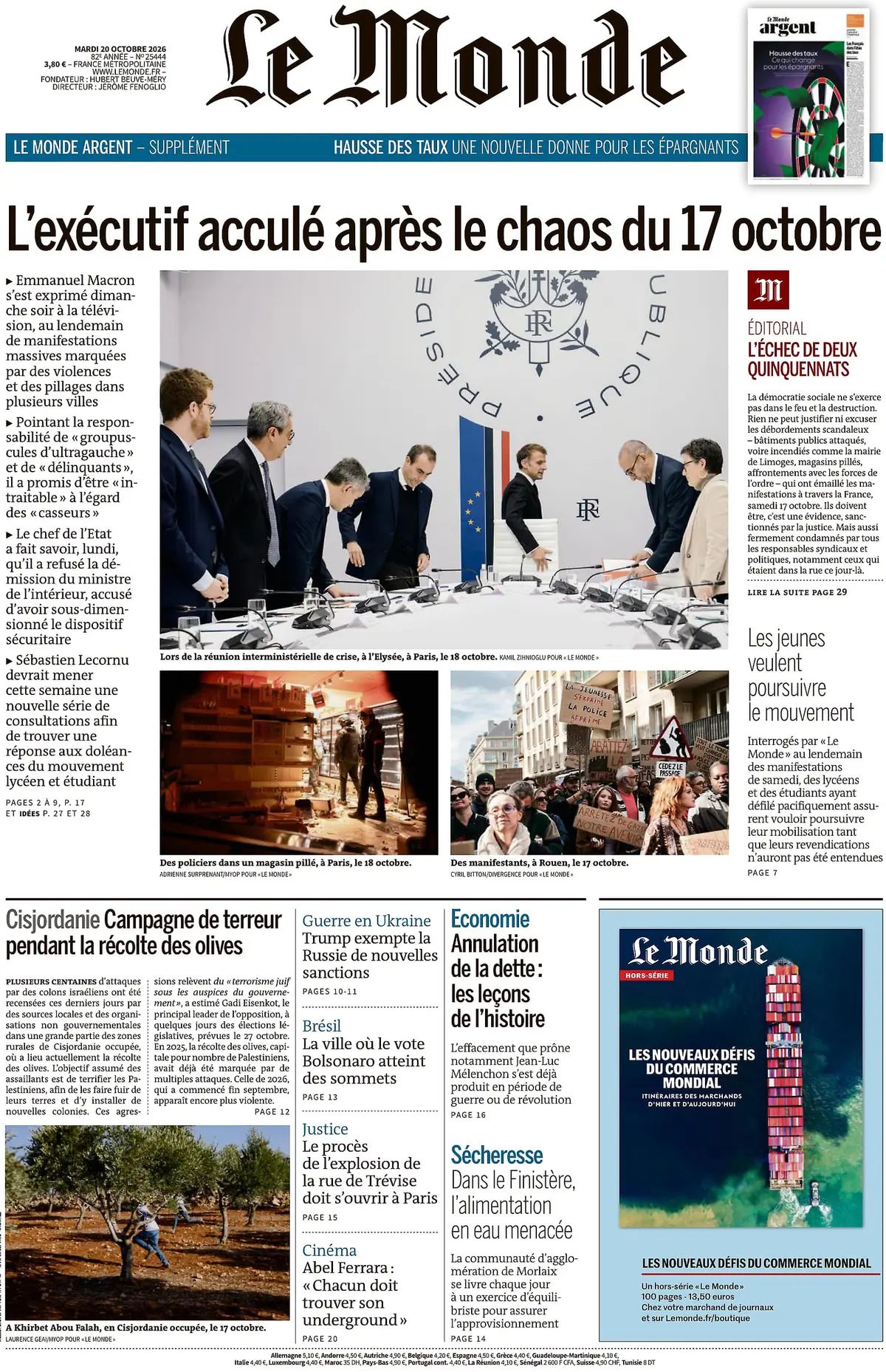 Prima pagina Le Monde del 20/10/2026