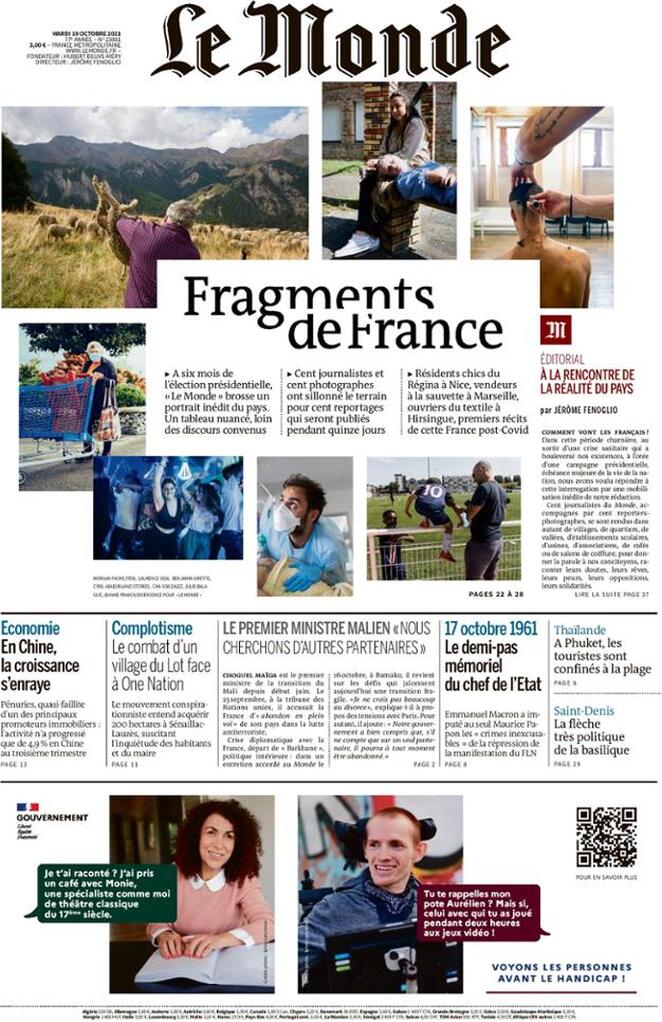 Le Monde (Francia), prima pagina