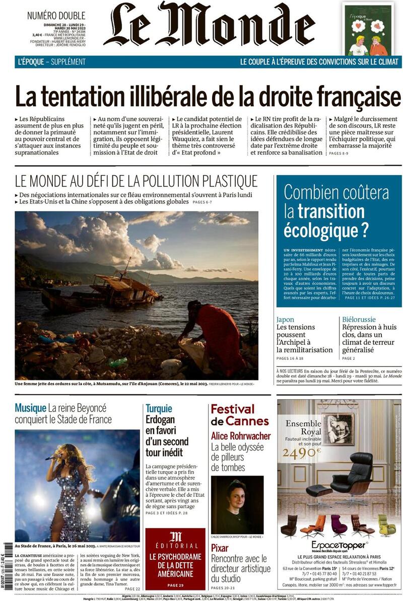 Le Monde (Francia), prima pagina