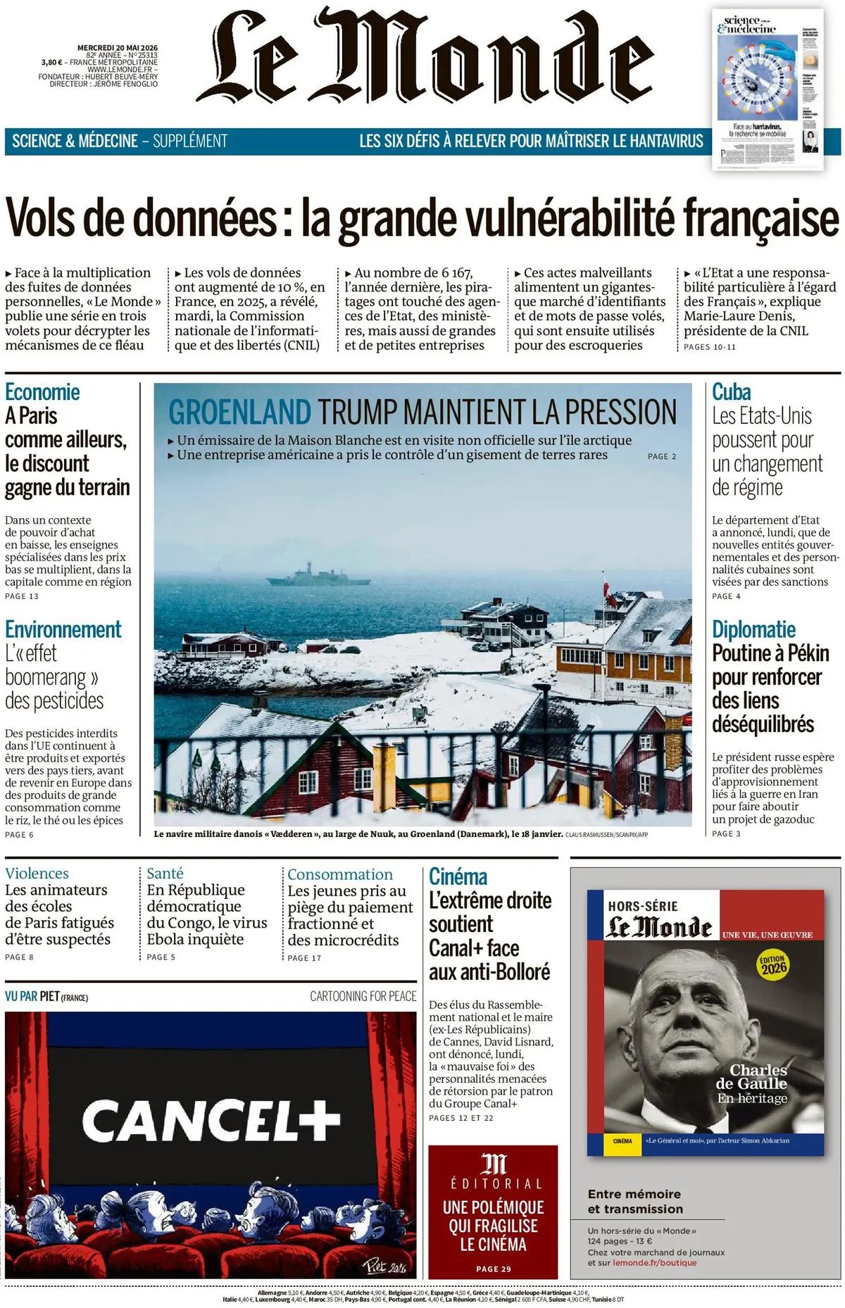 Le Monde (Francia), prima pagina