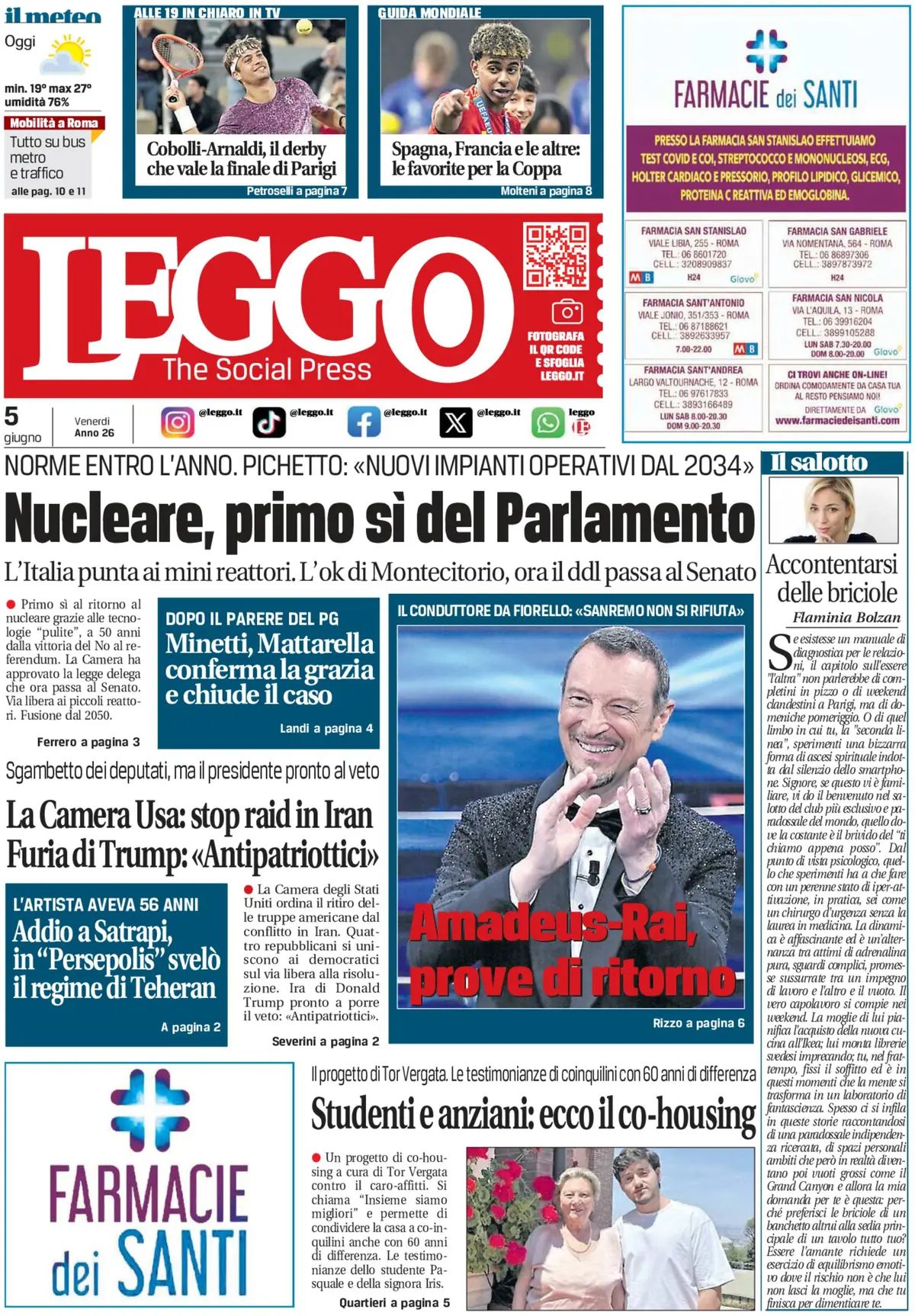 Leggo, prima pagina