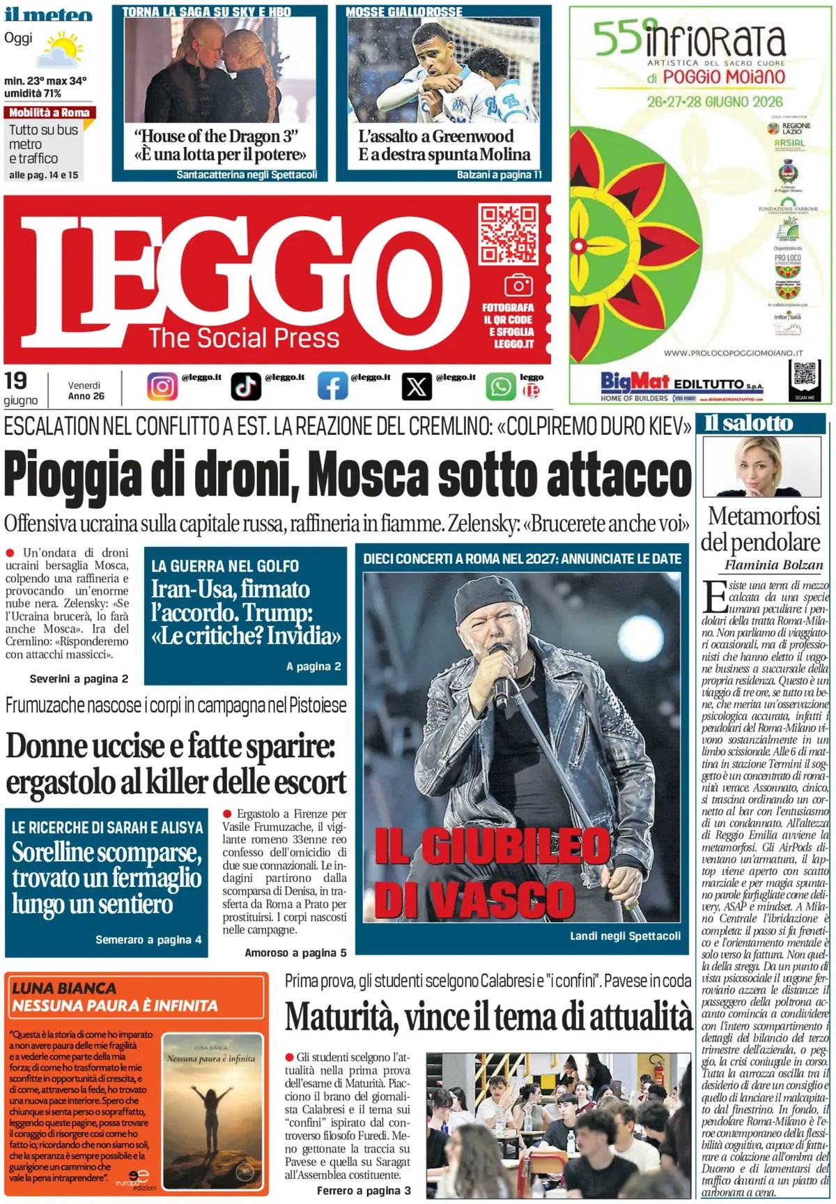 Leggo, prima pagina