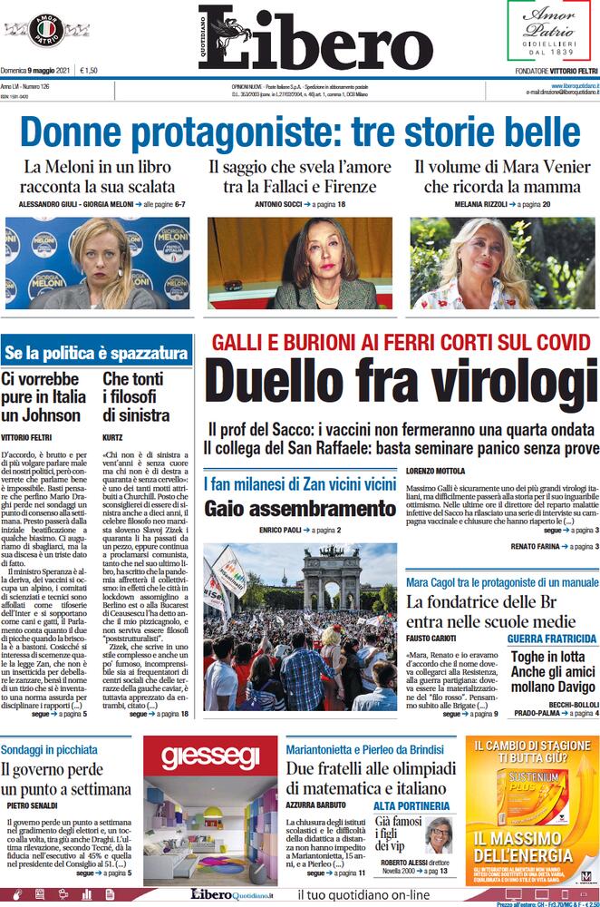 Libero Quotidiano, prima pagina