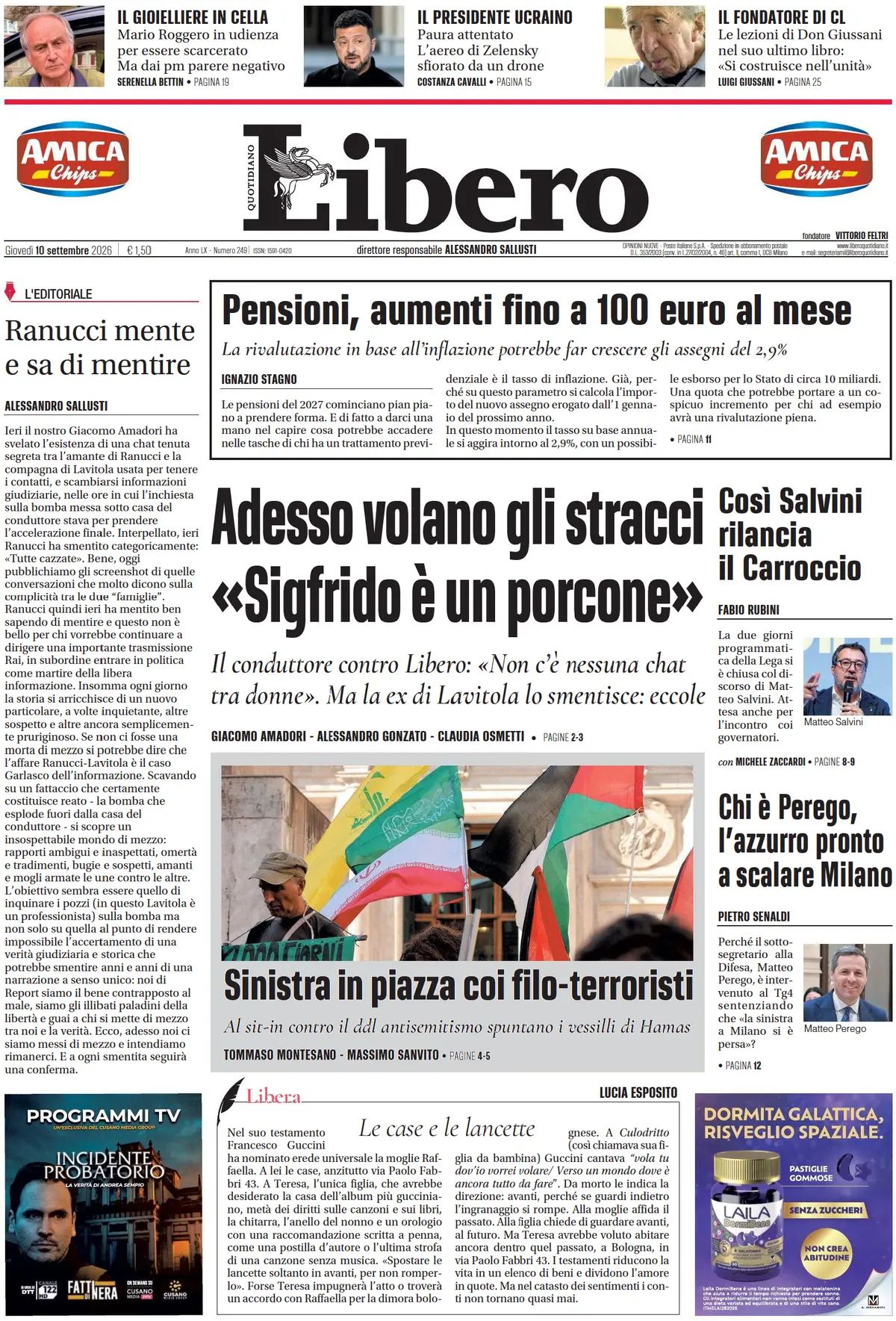Libero Quotidiano, prima pagina