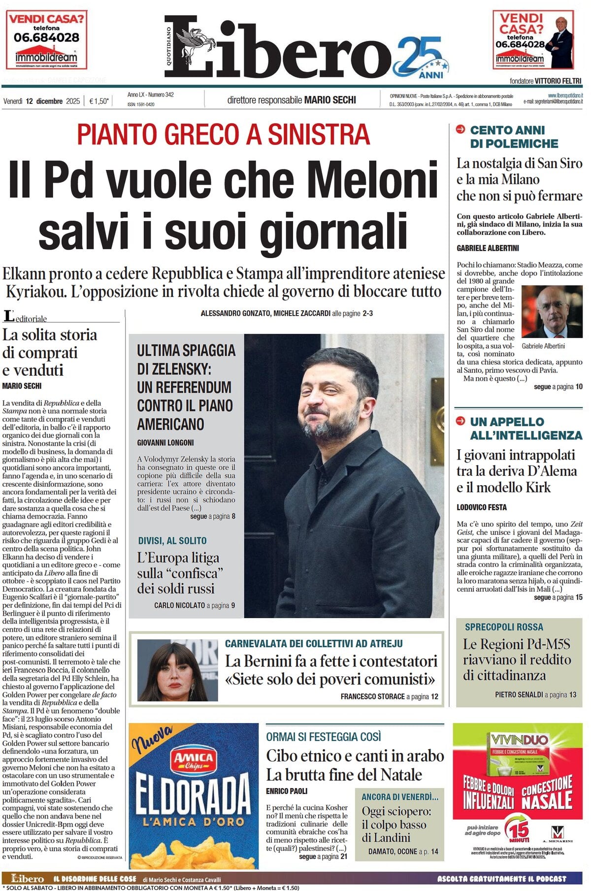 Libero Quotidiano, prima pagina