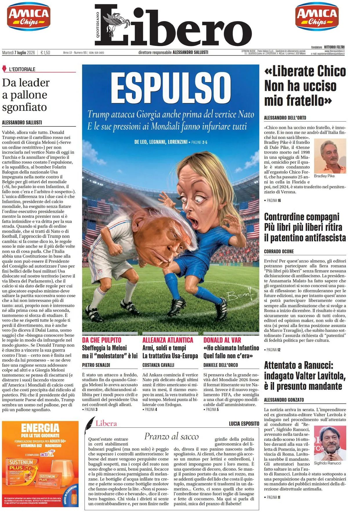 Libero Quotidiano, prima pagina