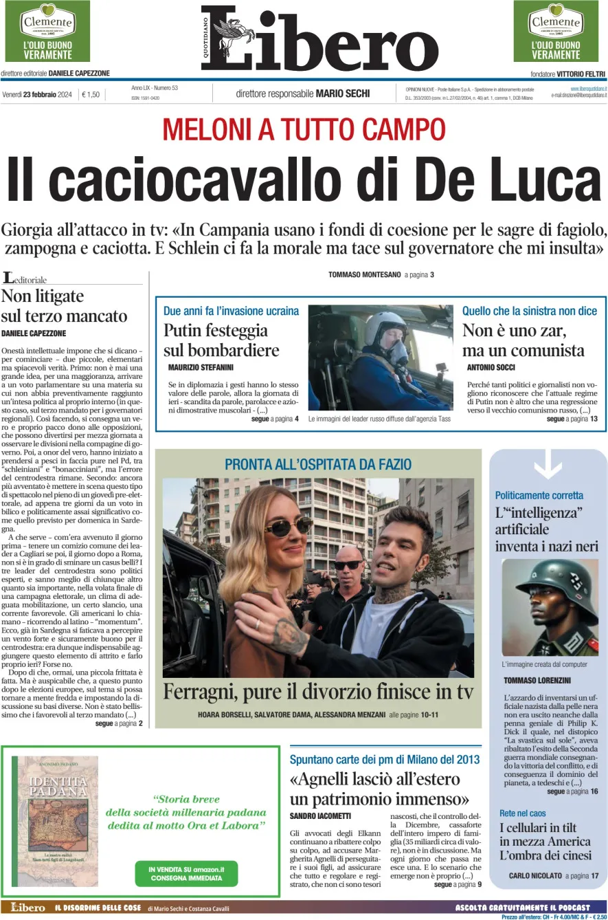 Le prime pagine di domenica 25 settembre 2022 - Il Post