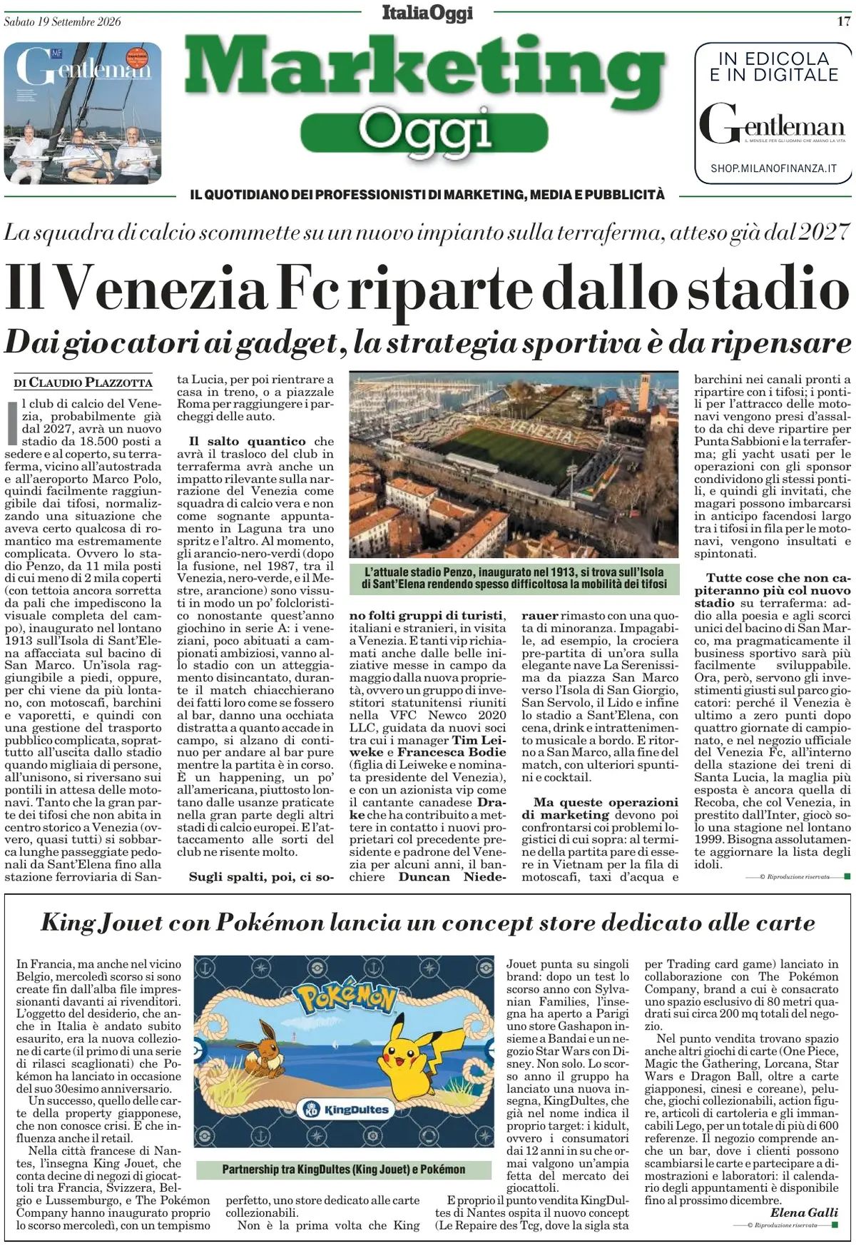 Marketing Oggi, prima pagina