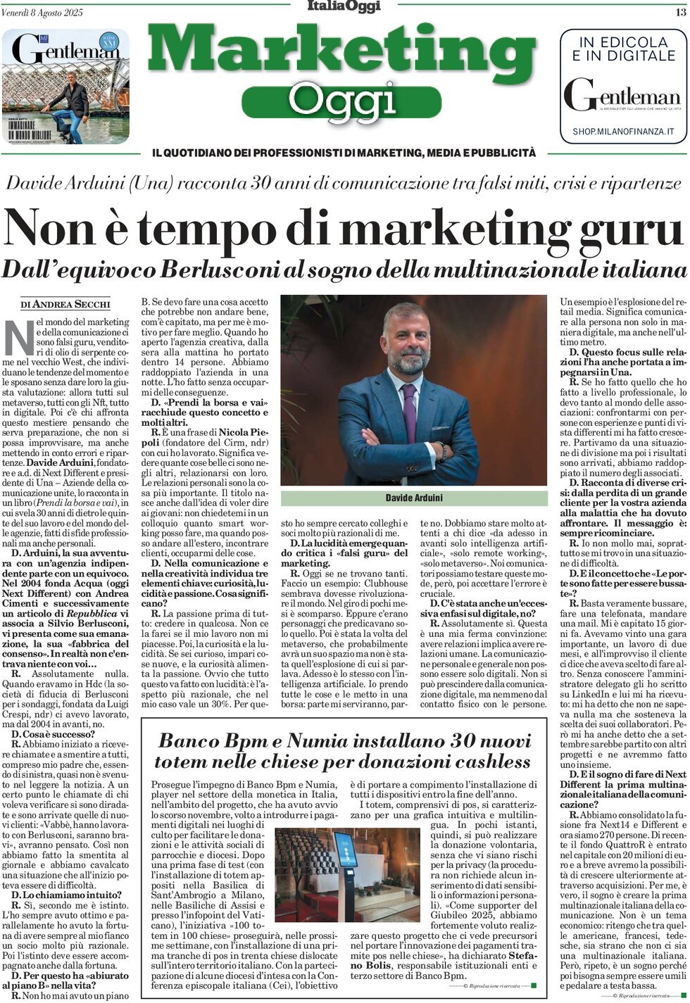 Marketing Oggi, prima pagina