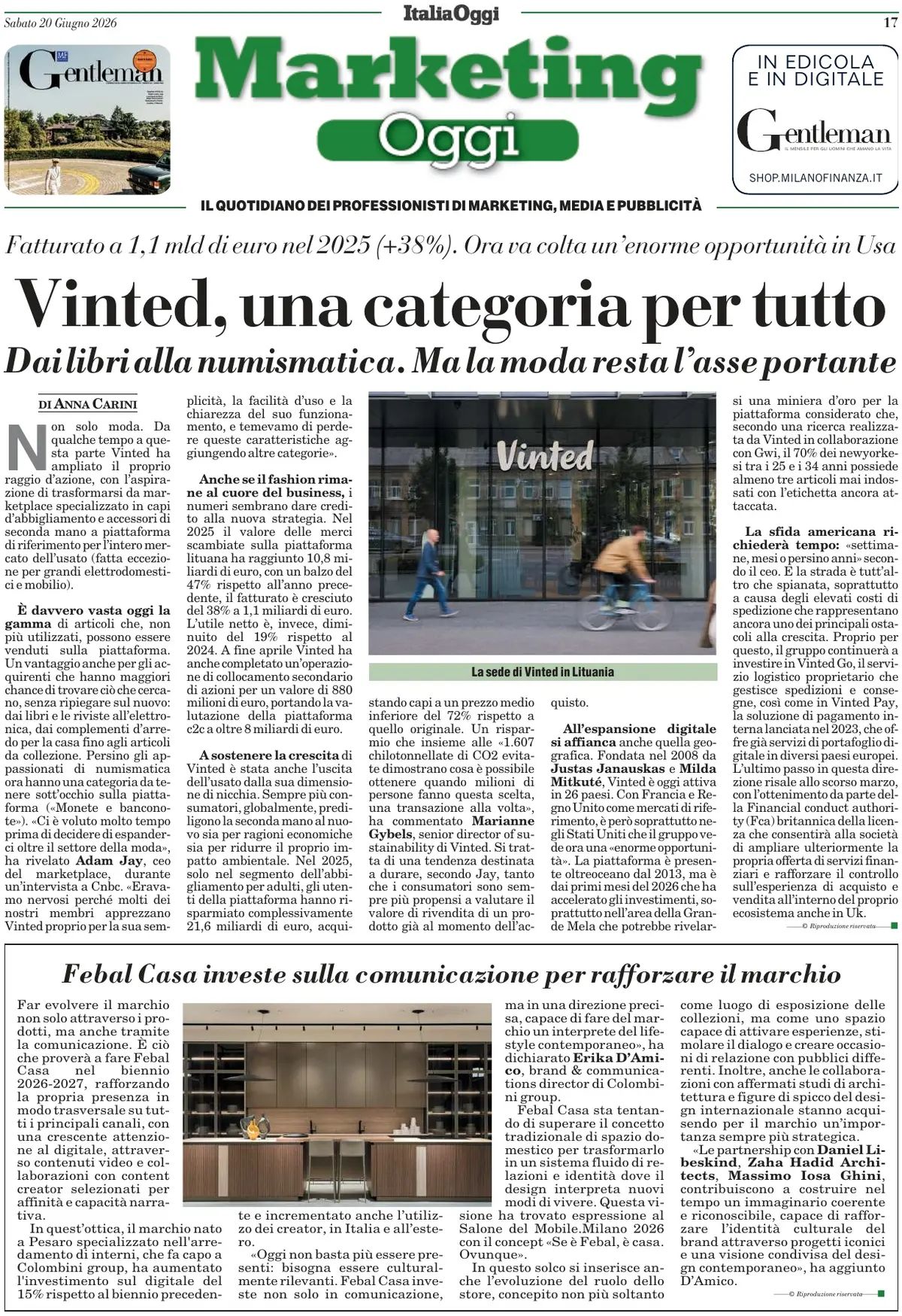 Marketing Oggi, prima pagina