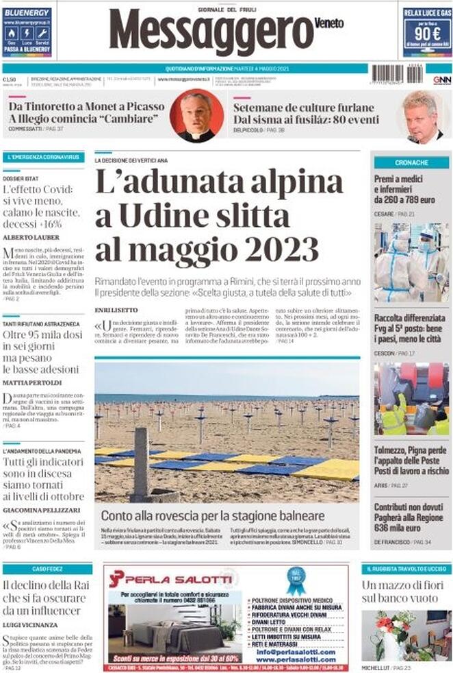 Messaggero Veneto, prima pagina