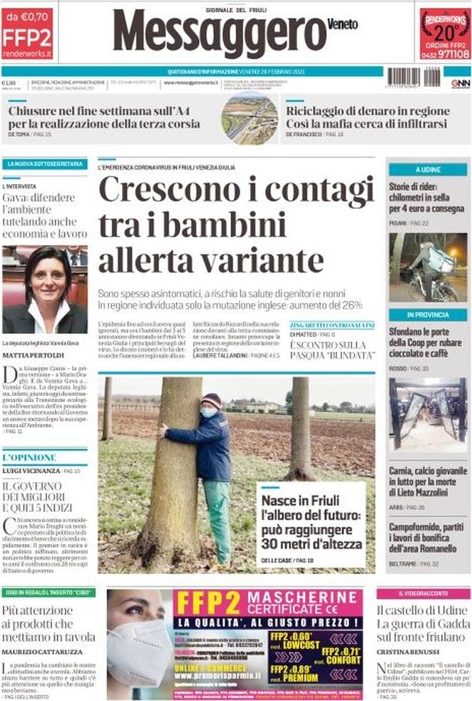 Messaggero Veneto, prima pagina