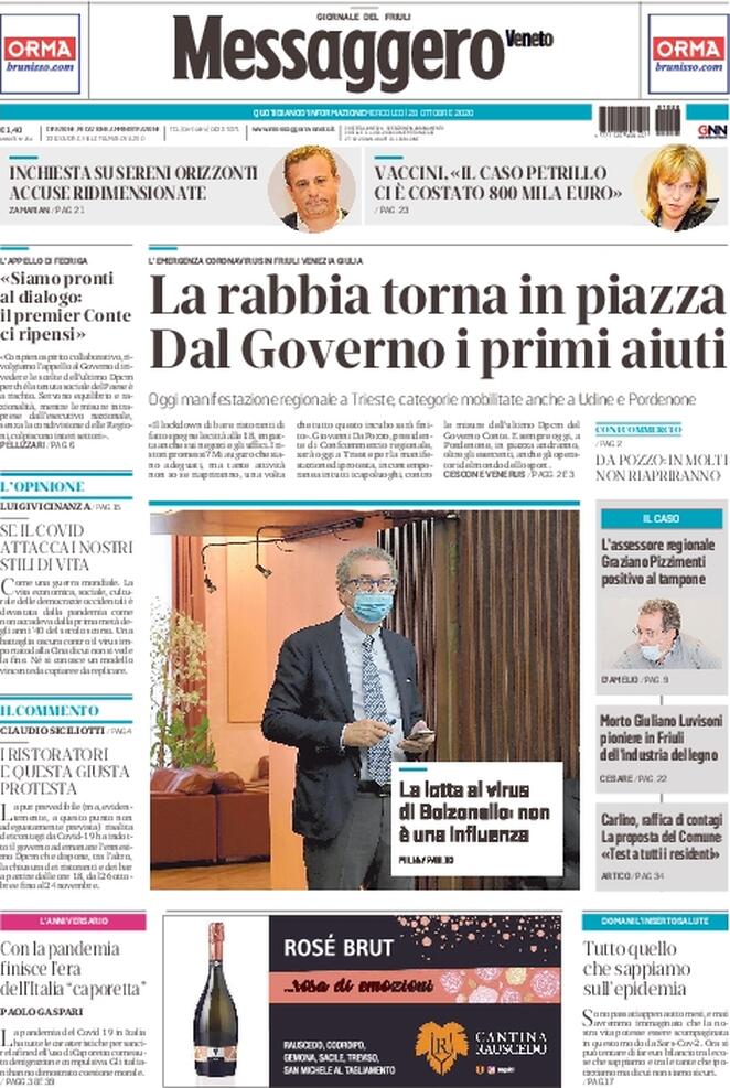 Messaggero Veneto, prima pagina