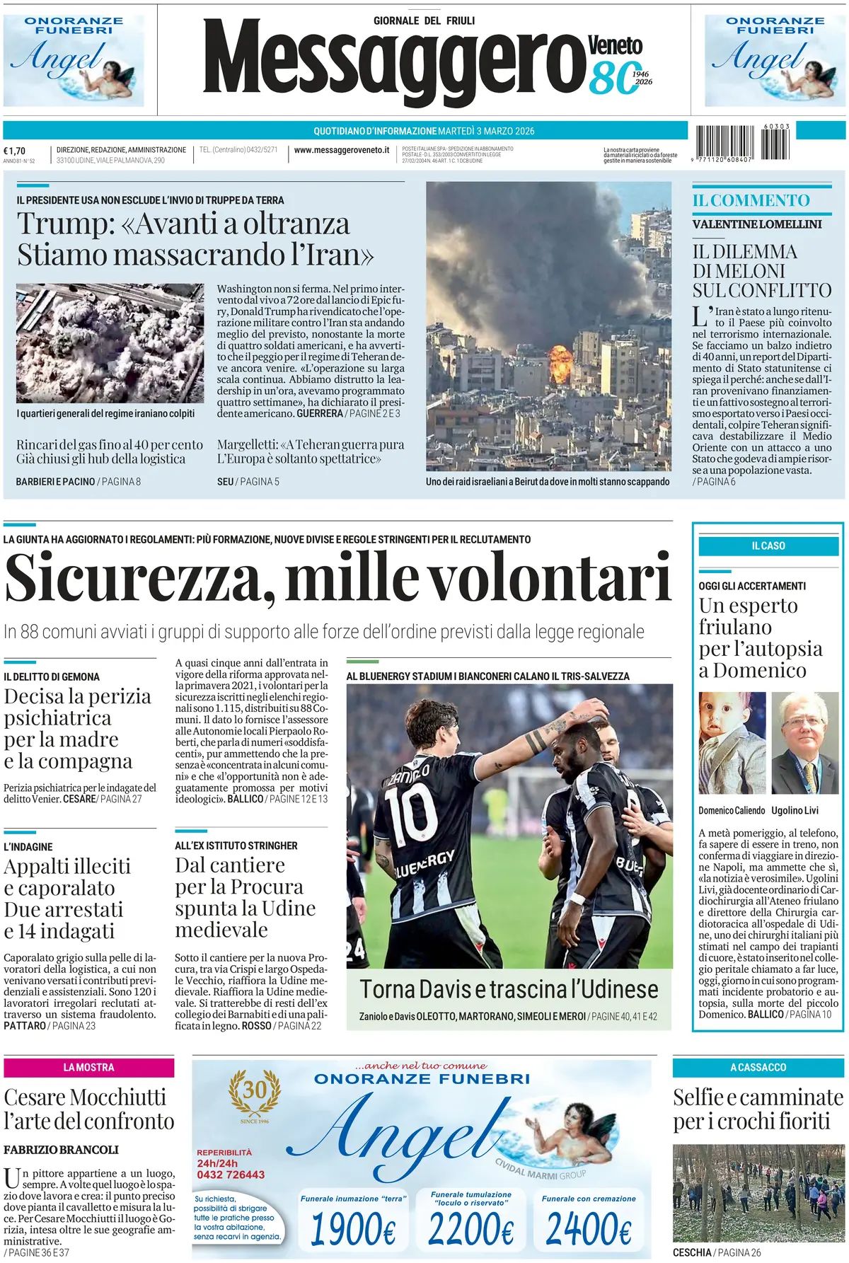 messaggero veneto udine prima pagina