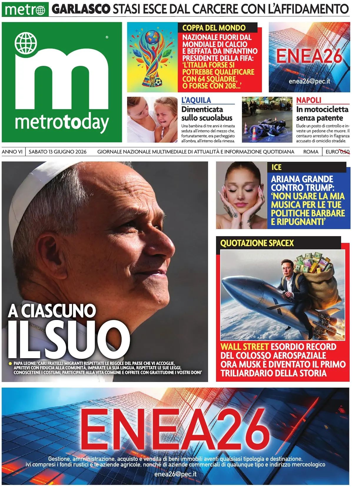 Metro, prima pagina