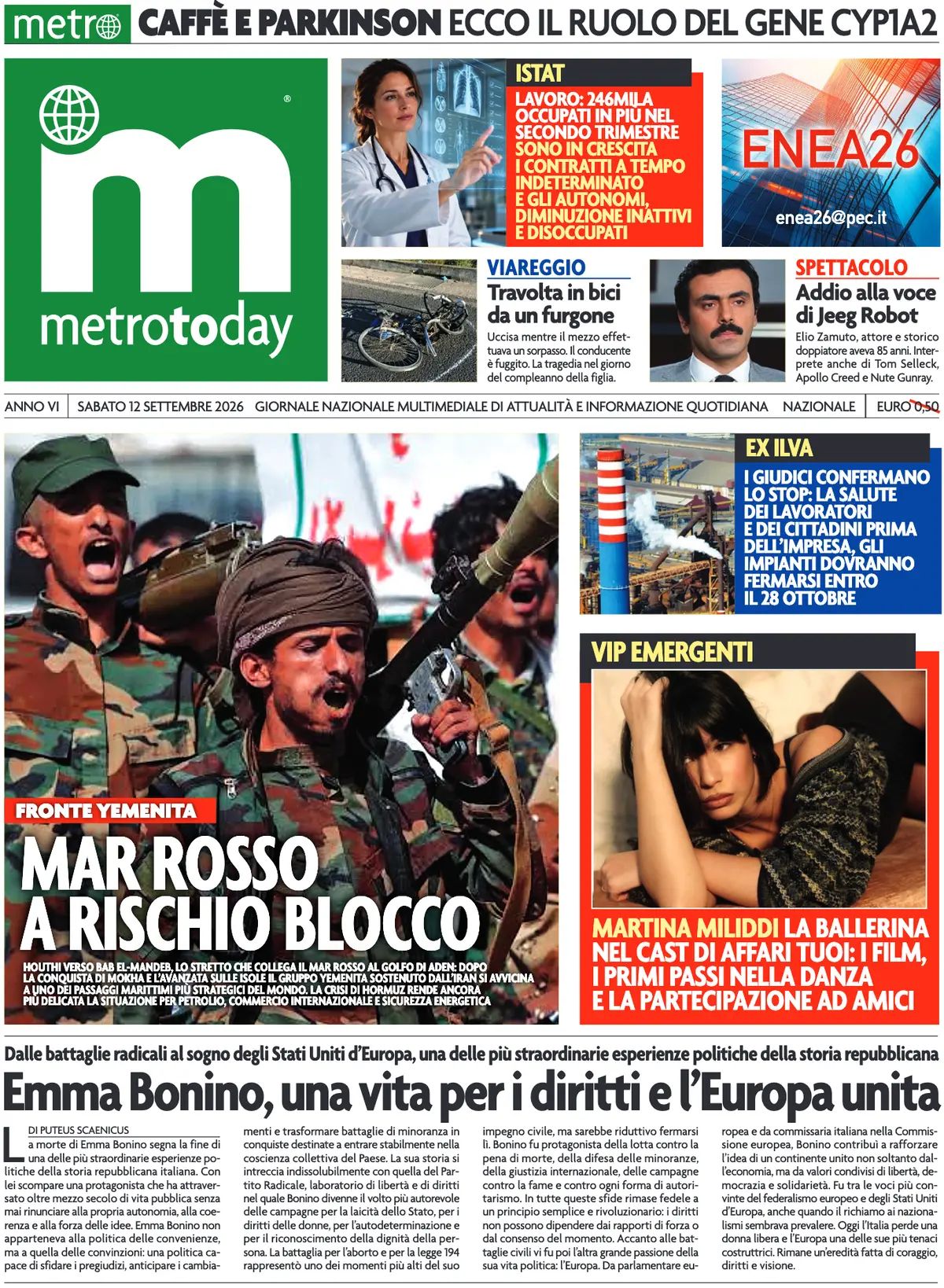 Metro, prima pagina