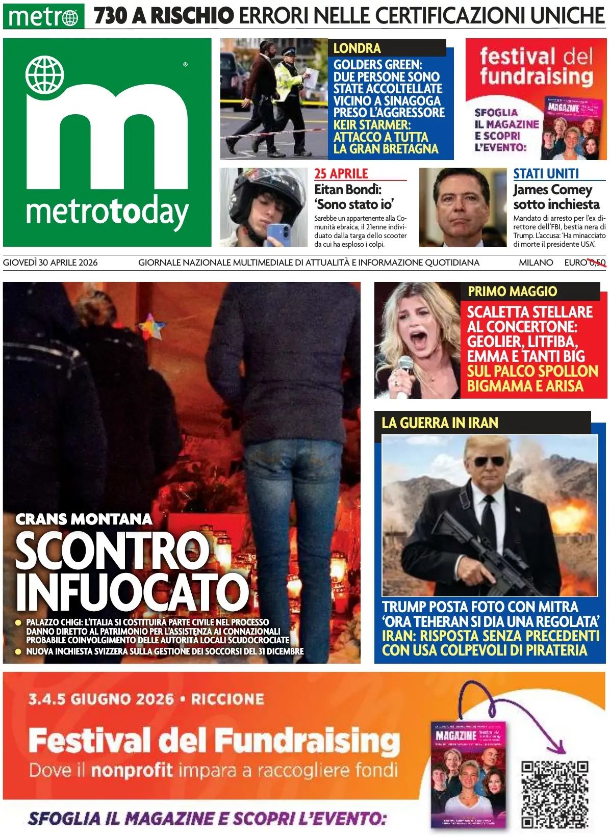 Metro, prima pagina
