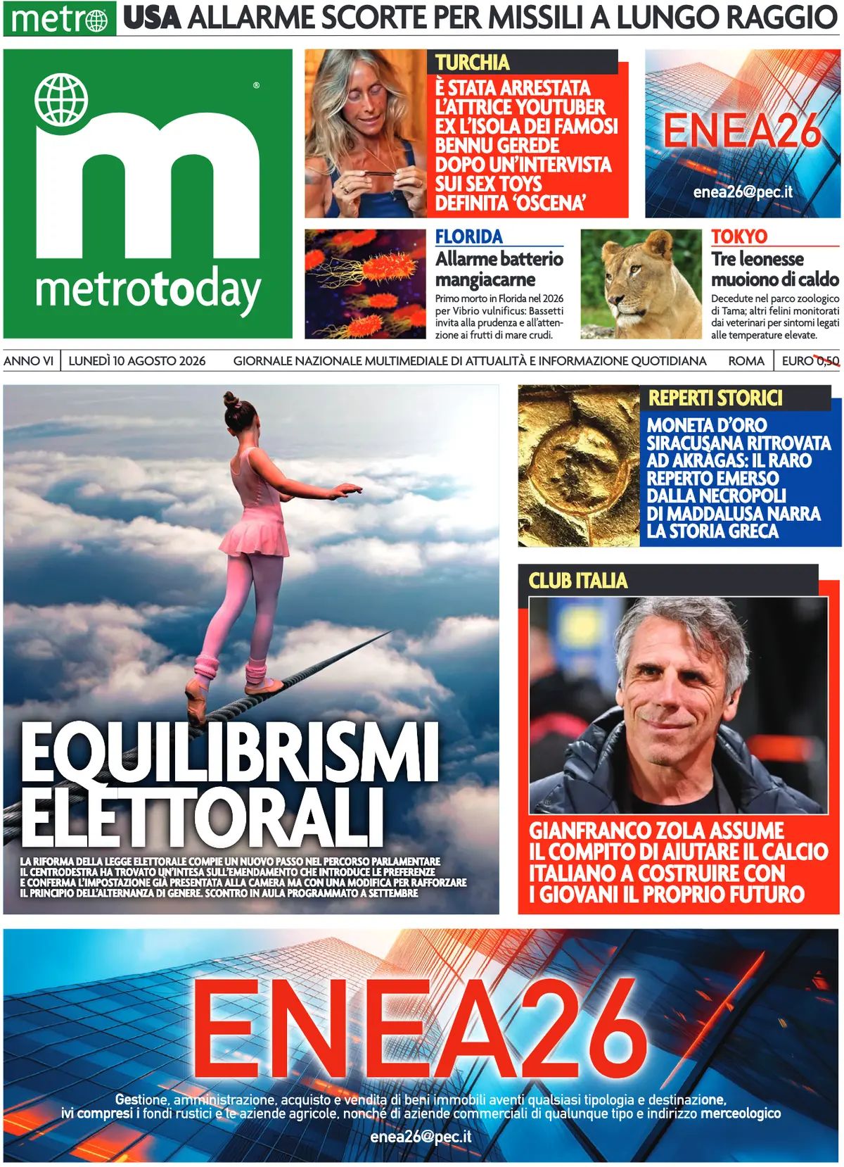 Metro, prima pagina