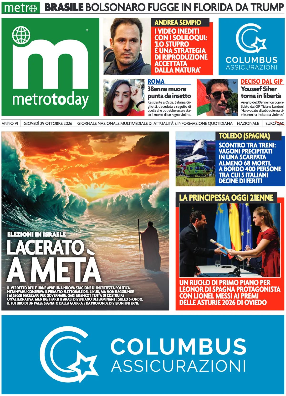 Metro, prima pagina