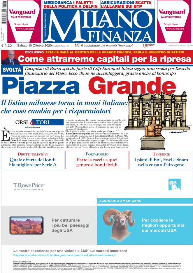 Prima pagina «MF Milano Finanza» Giornali.it
