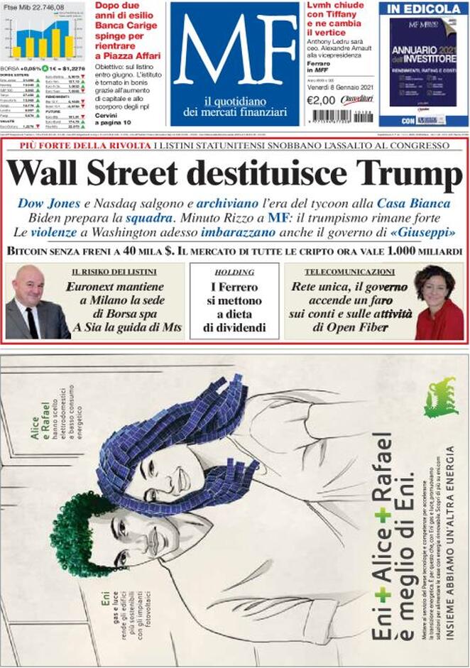 MF Milano Finanza, prima pagina