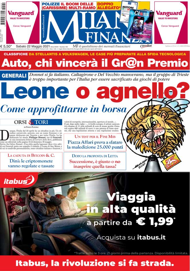 Prima pagina «MF Milano Finanza» Giornali.it